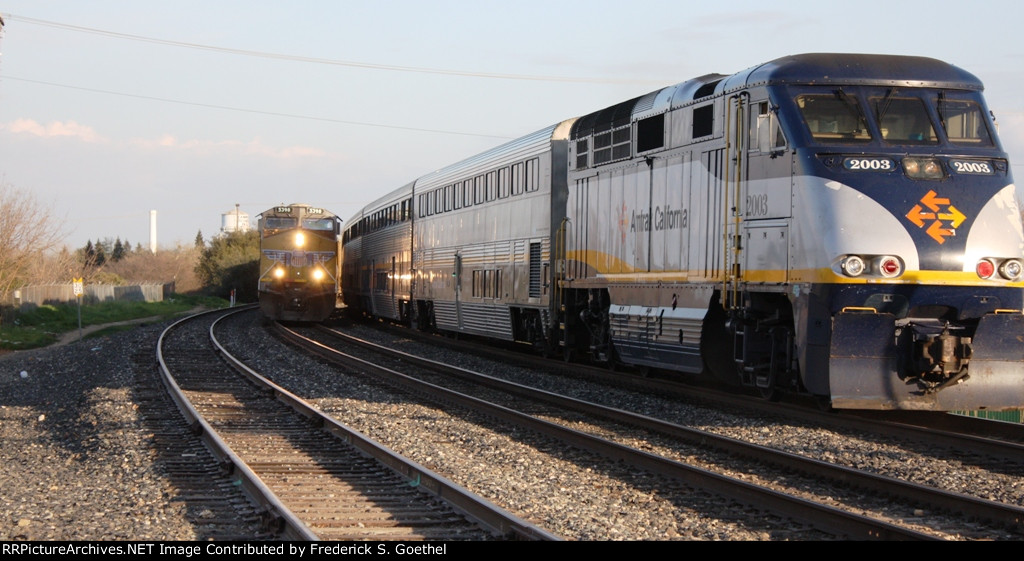 Amtrak Passes a UP Freight